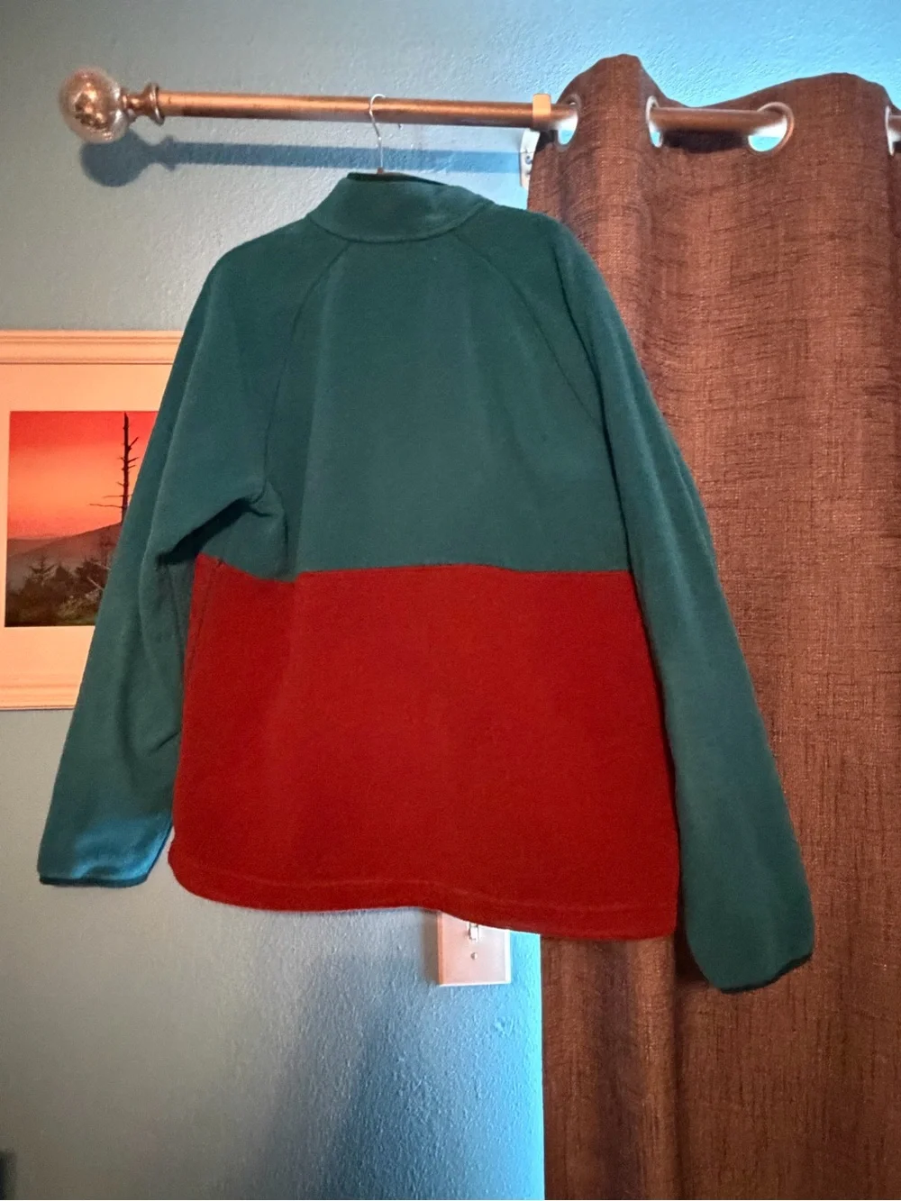 L.L. Bean Colorblock Quarter-Zip Fleece Pullover.